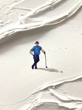 150の主題の芸術作品 Painting - Golf Sport by Palette Knife 詳細1 ウォールアート ミニマリズム